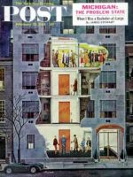 Saturday Evening Post, February 25, 1961 - Party Holding Up the Elevator