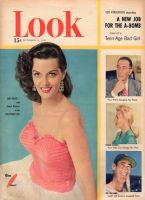 Look Magazine, October 9, 1951 - Jane Russell in lovely peach and white dress