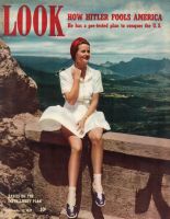 Look Magazine, December 31, 1940 - Girl sitting on wall at overlook