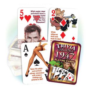 1947 Trivia Challenge Playing Cards: 75th Birthday or Anniversary Gift