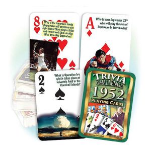 1952 Trivia Challenge Playing Cards: 70th Birthday or Anniversary Gift