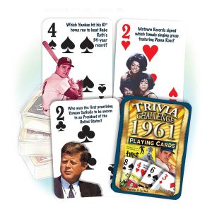 1961 Trivia Challenge Playing Cards: Great 60th Birthday or Anniversary Gift