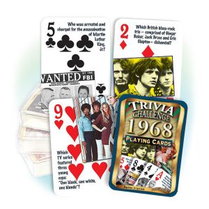 1968 Trivia Challenge Playing Cards: 54th Birthday or Anniversary Gift